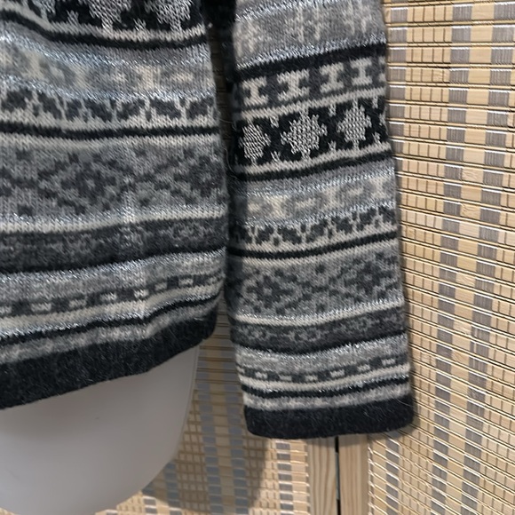 Appleseed's Gray White Metallic Silver Striped Knit Cardigan Sweater XL - Picture 10 of 16